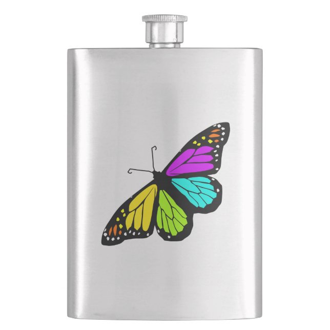 Colorful butterfly clipart hip flask (Front)