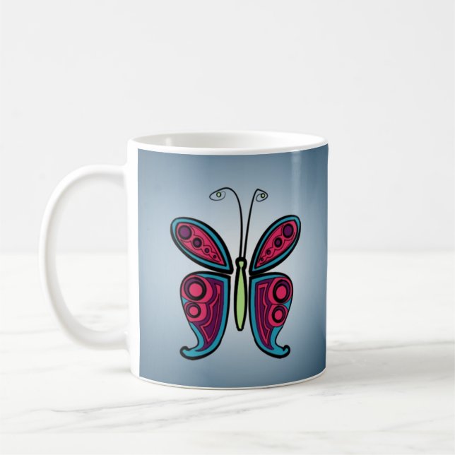 Colorful butterfly coffee mug (Left)