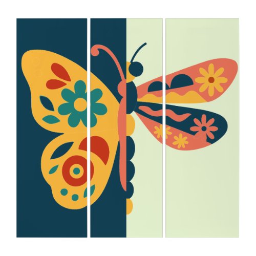 Colorful butterfly decoration with floral elements