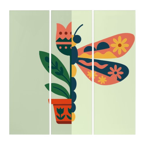 Colorful butterfly decoration with floral elements