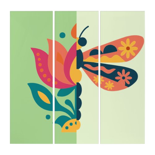 Colorful butterfly decoration with floral elements