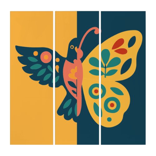 Colorful butterfly decoration with floral elements
