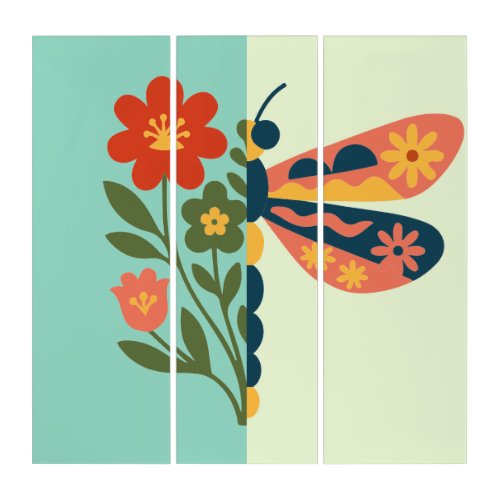 Colorful butterfly decoration with floral elements