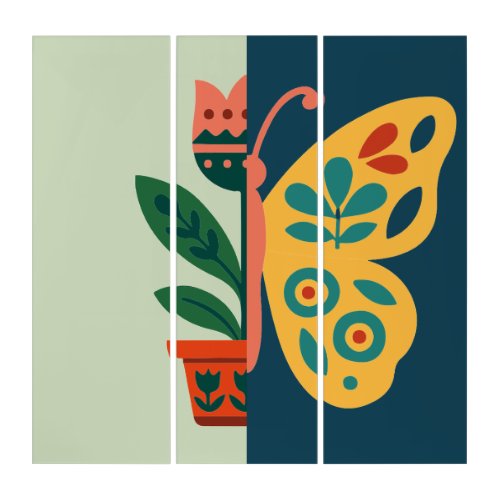 Colorful butterfly decoration with floral elements