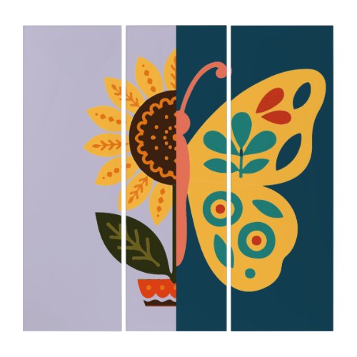 Colorful butterfly decoration with floral elements