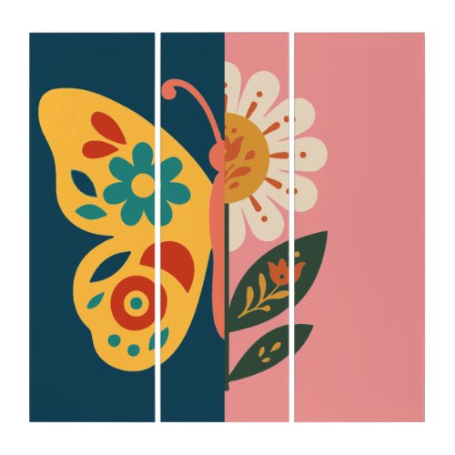 Colorful butterfly decoration with floral elements
