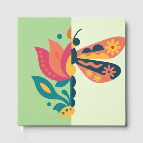 Colorful butterfly decoration with floral elements foil guest book