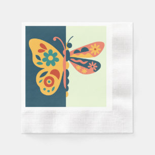 Colorful butterfly decoration with floral elements napkins