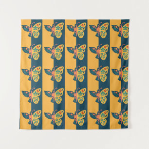 Colorful butterfly decoration with floral elements tapestry