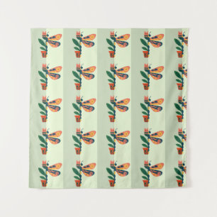 Colorful butterfly decoration with floral elements tapestry