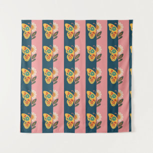 Colorful butterfly decoration with floral elements tapestry