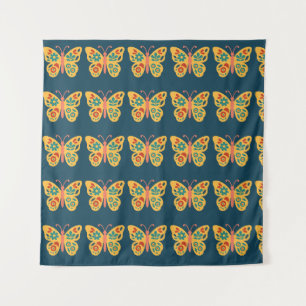 Colorful butterfly decoration with floral elements tapestry