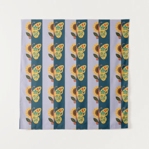 Colorful butterfly decoration with floral elements tapestry