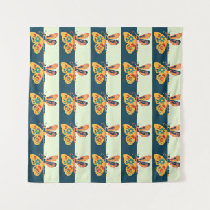 Colorful butterfly decoration with floral elements tapestry