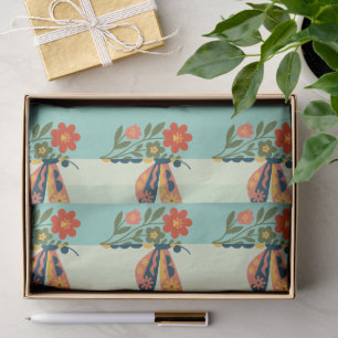 Colorful butterfly decoration with floral elements tissue paper