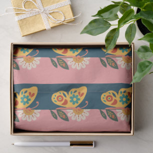 Colorful butterfly decoration with floral elements tissue paper
