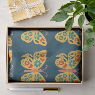 Colorful butterfly decoration with floral elements tissue paper