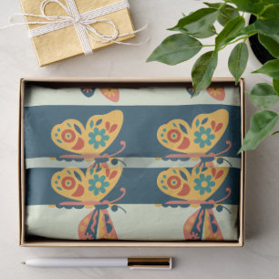 Colorful butterfly decoration with floral elements tissue paper