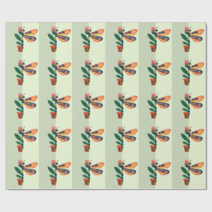 Colorful butterfly decoration with floral elements wrapping paper