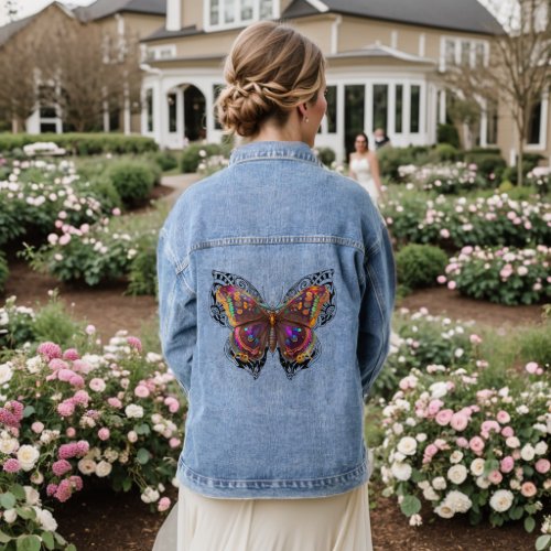 Colorful Butterfly Denim Jacket