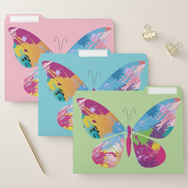 Colorful Butterfly Design File Folders Set