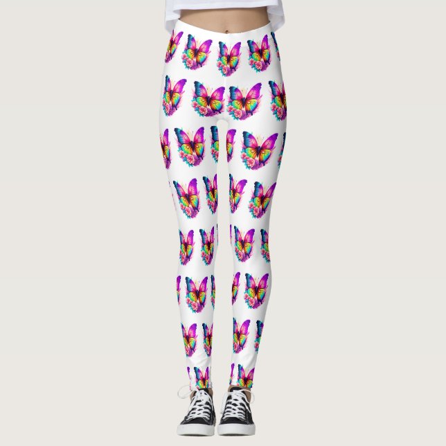Colorful Butterfly design Leggings (Front)