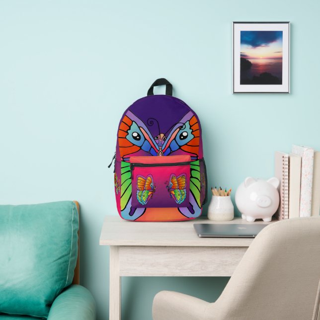 Colorful Butterfly Design Printed Backpack (Insitu)