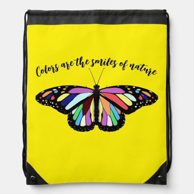 Colorful Butterfly Drawstring Bag (Front)
