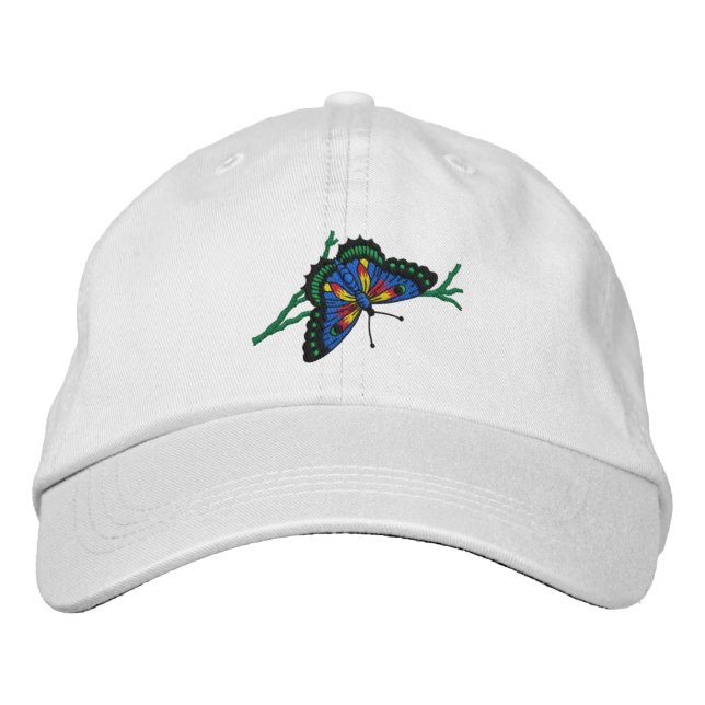 Colorful Butterfly Embroidered Cap (Front)