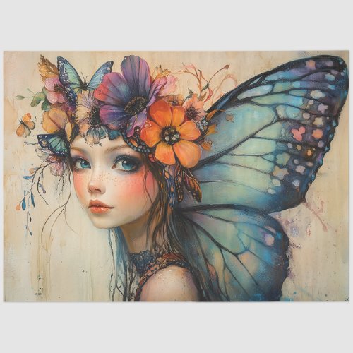 COLORFUL BUTTERFLY FAIRY GIRL DECOUPAGE TISSUE PAPER
