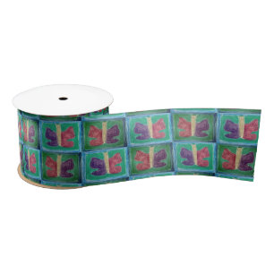 Colorful Butterfly Filters Half Drop Satin Ribbon