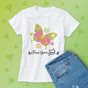 Colorful Butterfly Free Your Soul Retro Tri-Blend Shirt
