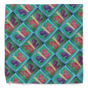 Colorful Butterfly Half Drop Twist Bandana