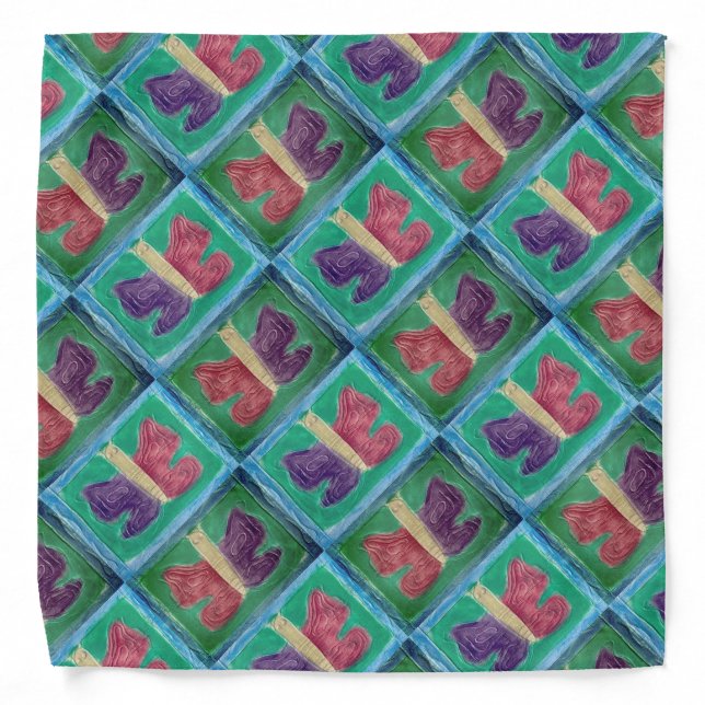Colorful Butterfly | Half Drop | Twist | Bandana (Front)