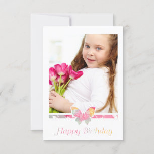 Colorful Butterfly Happy Birthday Quote Script Invitation