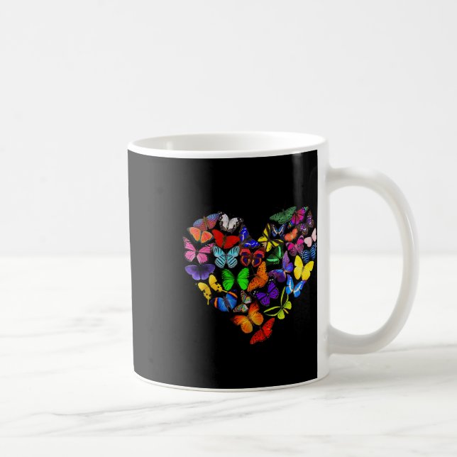 Colorful Butterfly Heart Butterflies Love Valentin Coffee Mug (Right)