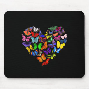 Colorful Butterfly Heart Butterflies Love Valentin Mouse Pad