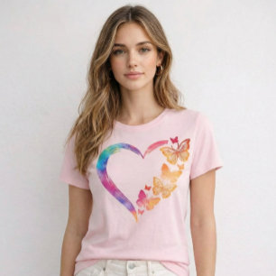 Colorful Butterfly Heart Women’s Slim Fit T-Shirt