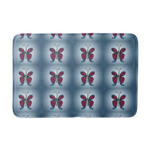 Colorful Butterfly Illustration Bath Mat