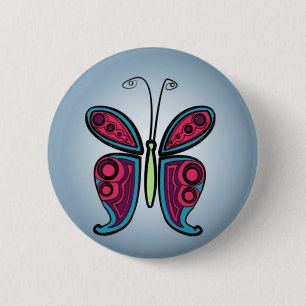 Colorful Butterfly Illustration Button
