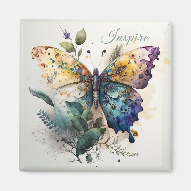 Colorful Butterfly Inspire Words Magnet (Front)