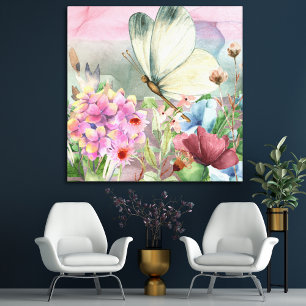 Colorful Butterfly Kisses Among Wildflowers Canvas Print