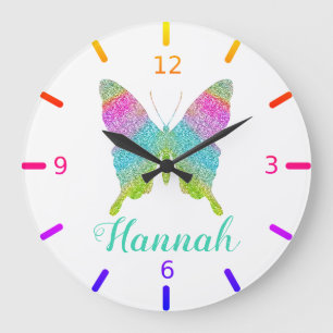 Colorful Butterfly Large Clock