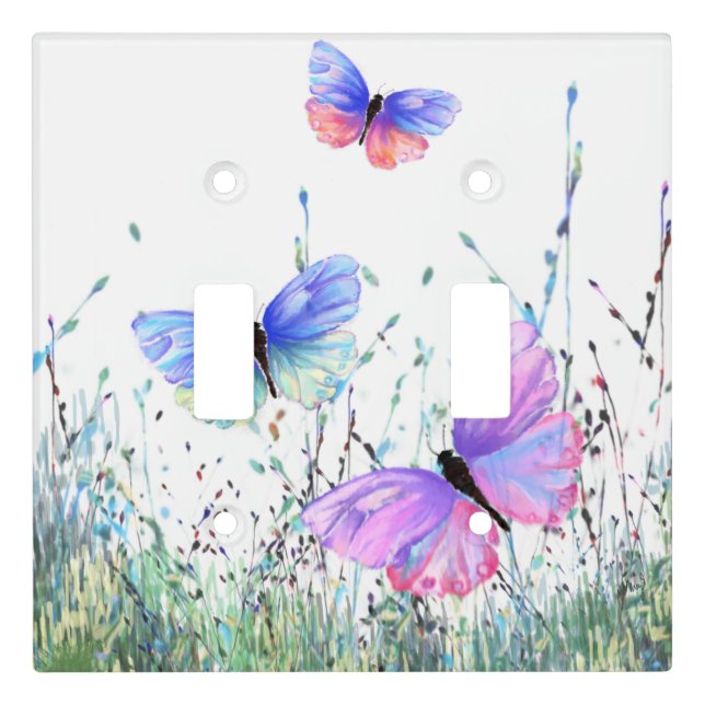 Colorful Butterfly Light Switch Cover (Front)