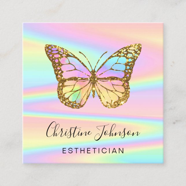 colorful butterfly logo square business card (Front)