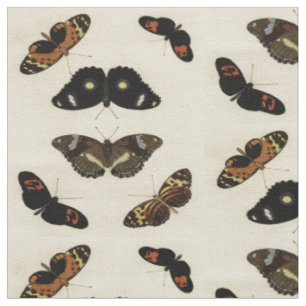 Colorful Butterfly Medley on Cream Background Fabric