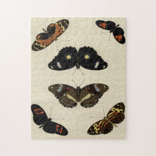 Colorful Butterfly Medley on Cream Background Jigsaw Puzzle