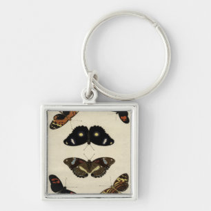 Colorful Butterfly Medley on Cream Background Keychain