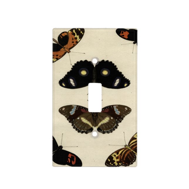Colorful Butterfly Medley on Cream Background Light Switch Cover (Front)