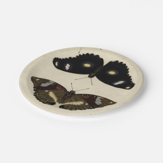 Colorful Butterfly Medley on Cream Background Paper Plates (Angled)